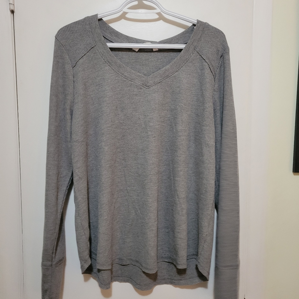 Grey V-neck sweater